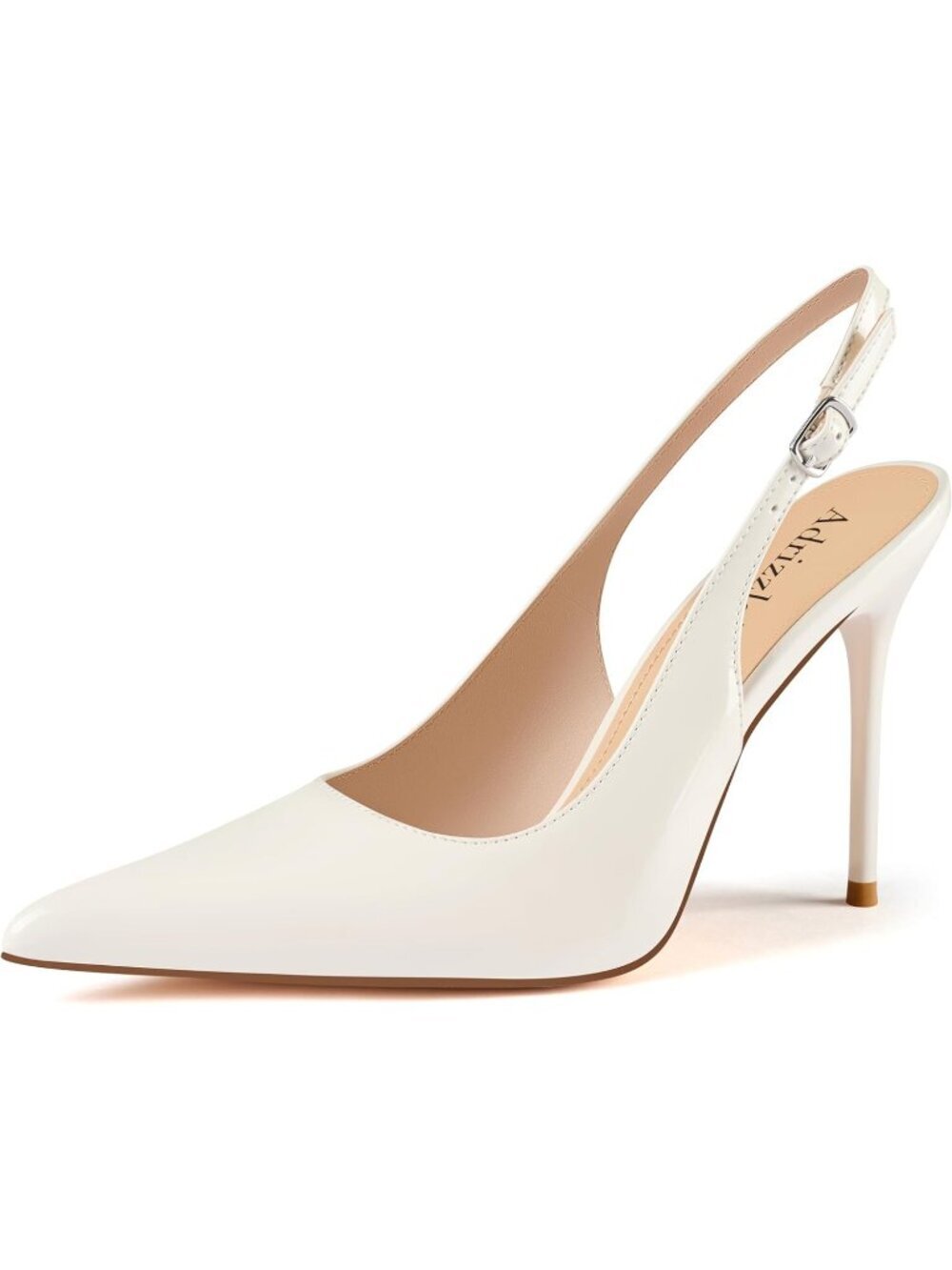 Women's White Comfortable Sexy Non-Slip Slingback High Pointed Closed Toe Heel